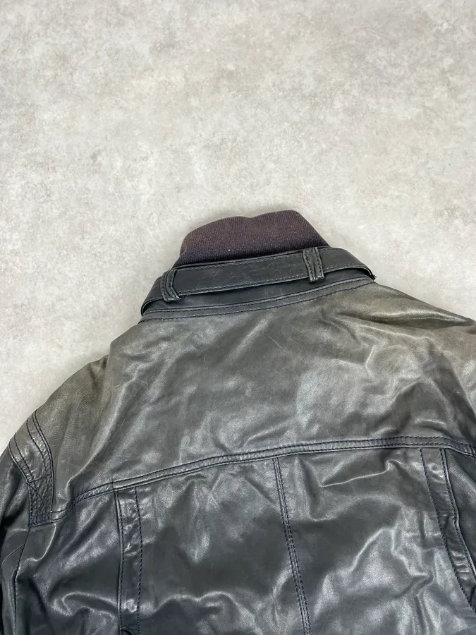 2000s Dolce & Gabbana Black Detachable Collar Leather Jacket - Image 7