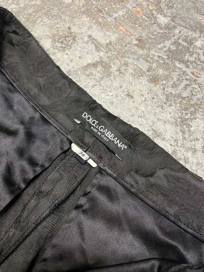 2000s Dolce & Gabbana Black Embroidered Pants - Image 6