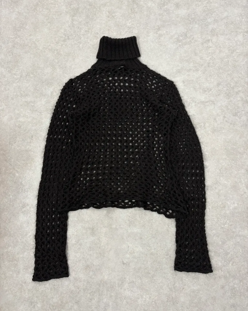 2000s Dolce & Gabbana Black Fishnet Turtleneck