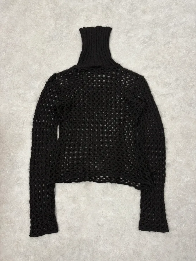 2000s Dolce & Gabbana Black Fishnet Turtleneck - Image 8