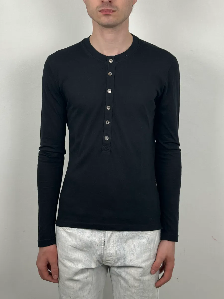 2000s Dolce & Gabbana Black Henley Knit Longsleeve