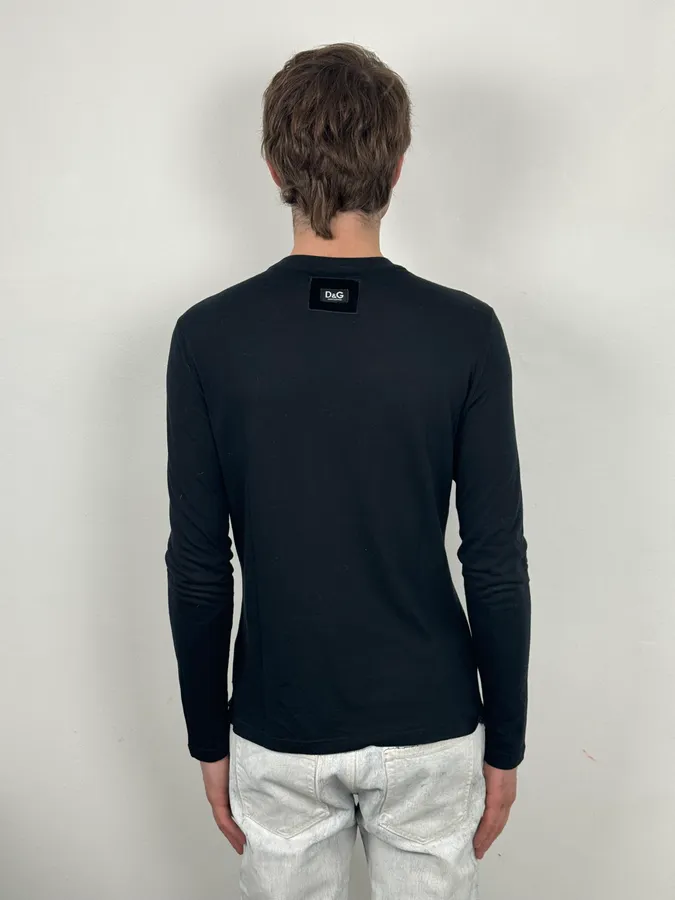 2000s Dolce & Gabbana Black Henley Knit Longsleeve - Image 2