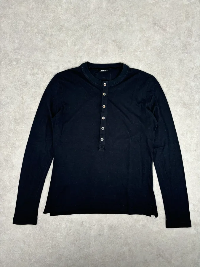 2000s Dolce & Gabbana Black Henley Knit Longsleeve - Image 3