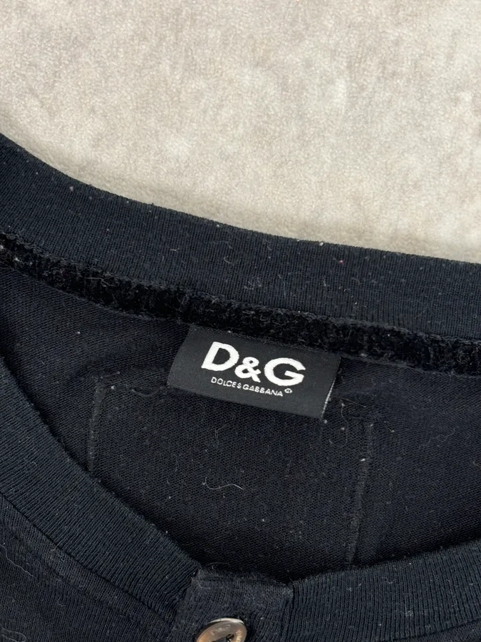 2000s Dolce & Gabbana Black Henley Knit Longsleeve - Image 7