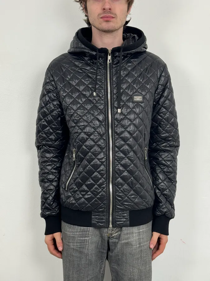 2000s Dolce & Gabbana Black Hooded Quilted Puffer Jacket - Image 2