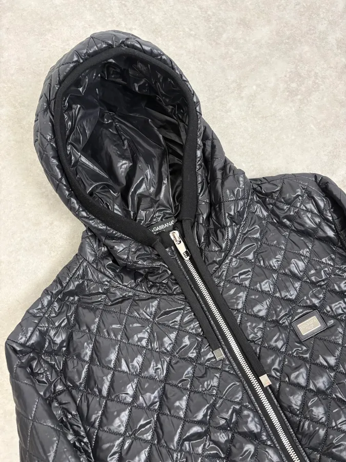 2000s Dolce & Gabbana Black Hooded Quilted Puffer Jacket - Image 5