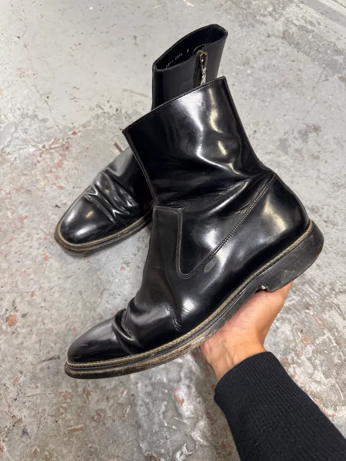 2000s Dolce & Gabbana Black Leather Ankle Boots - Image 7
