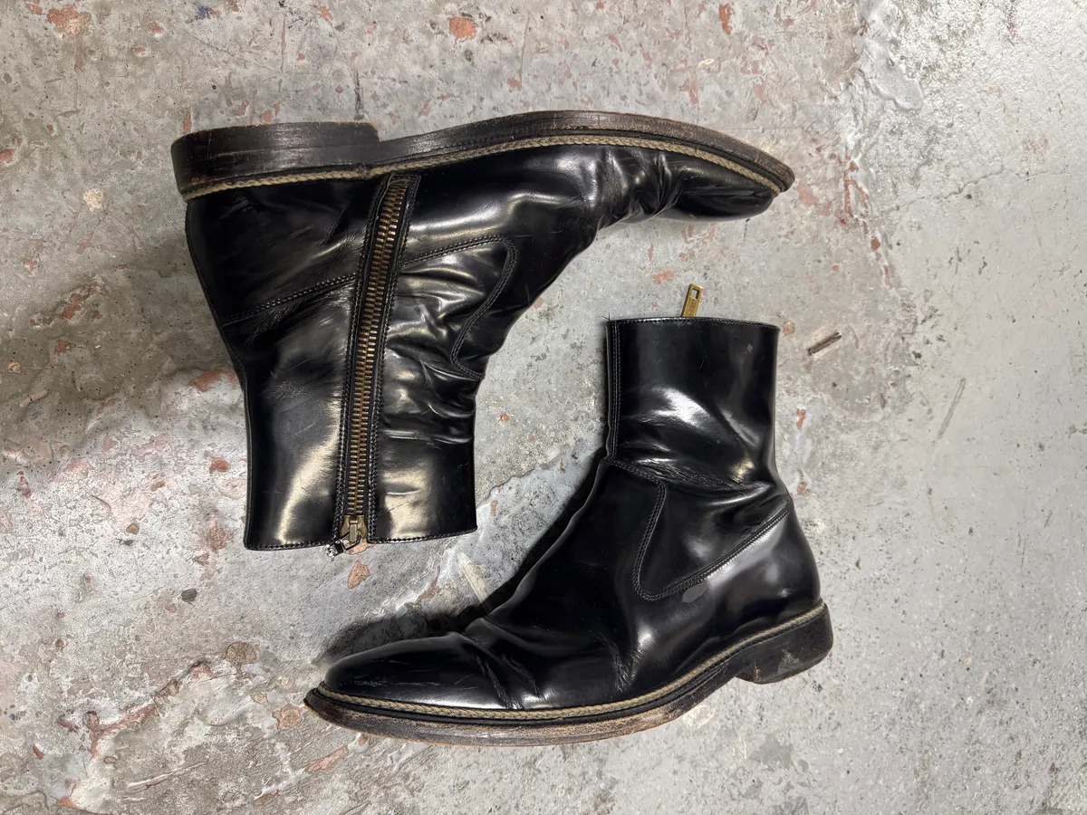 2000s Dolce & Gabbana Black Leather Ankle Boots - Image 8