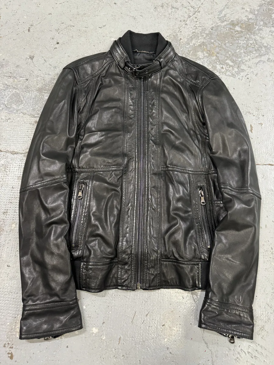 2000s Dolce & Gabbana Black Leather Biker Jacket