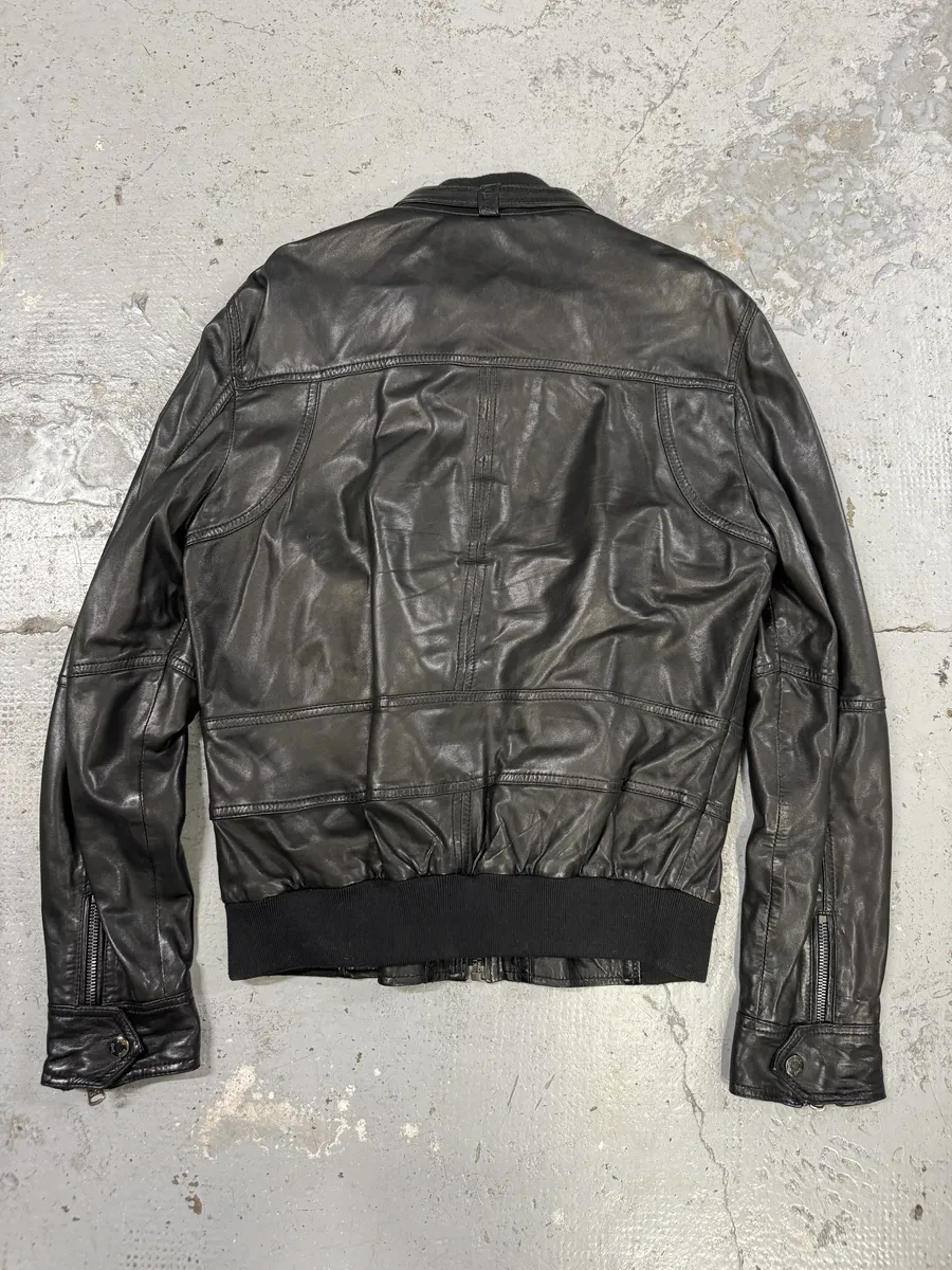 2000s Dolce & Gabbana Black Leather Biker Jacket - Image 2