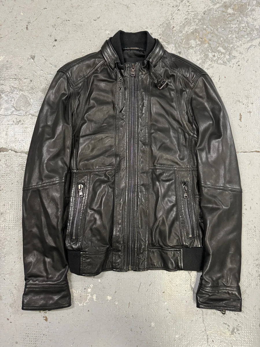 2000s Dolce & Gabbana Black Leather Biker Jacket - Image 4