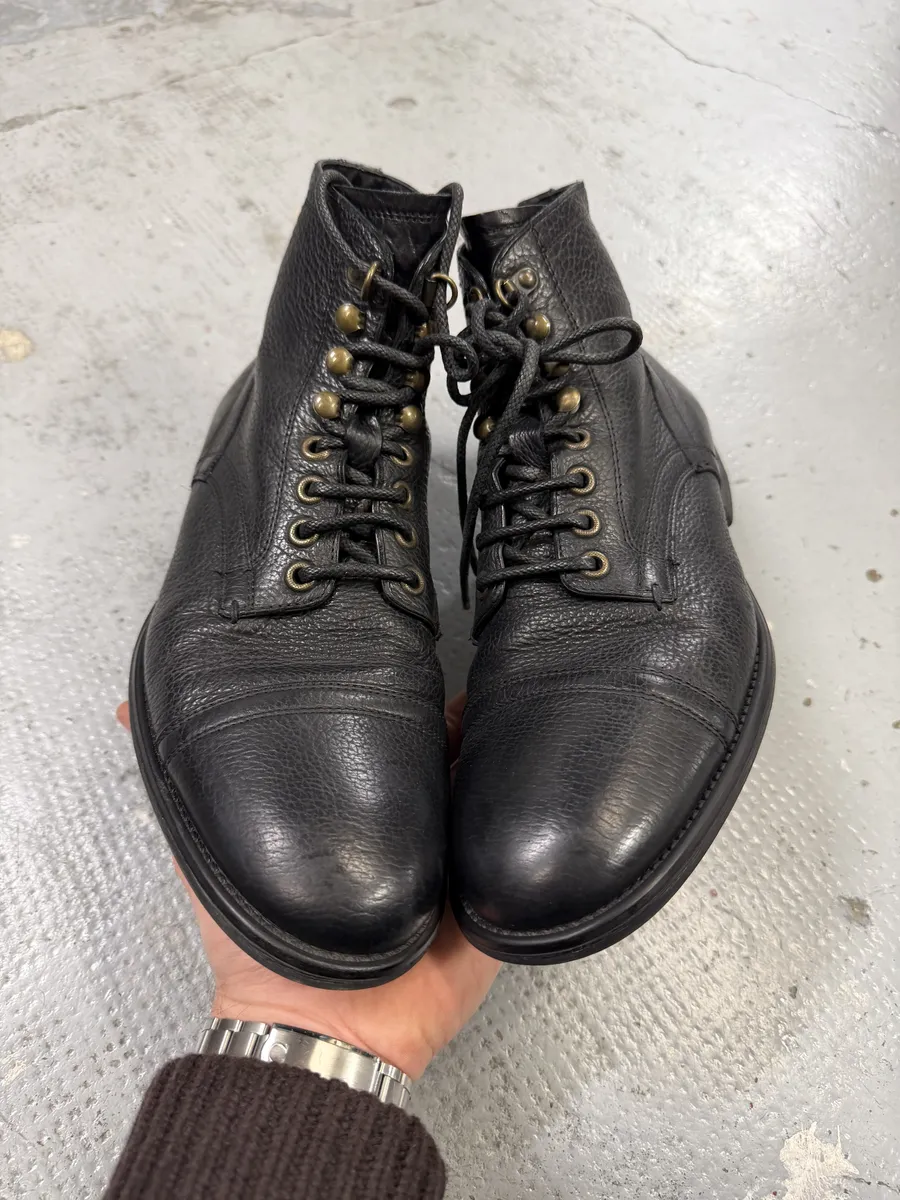 2000s Dolce & Gabbana Black Leather Combat Boots - Image 2