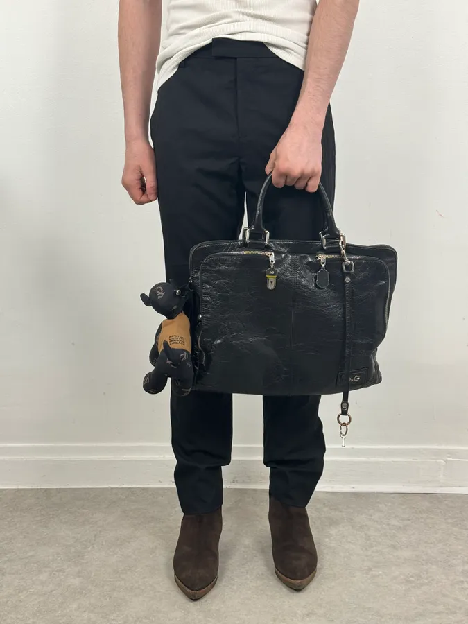 2000s Dolce & Gabbana Black Leather Handle Bag - Image 2