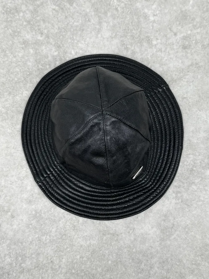 2000s Dolce & Gabbana Black Leather Hat - Image 5