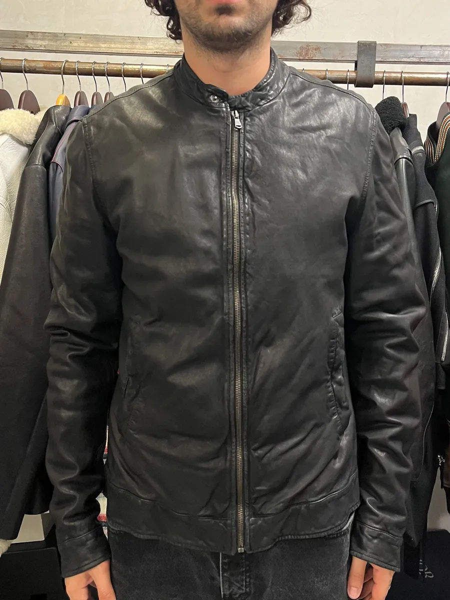 2000s Dolce & Gabbana Black Leather Minimalist Jacket
