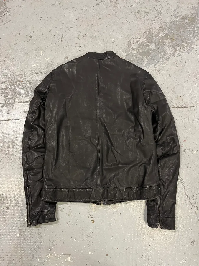 2000s Dolce & Gabbana Black Leather Minimalist Jacket - Image 7