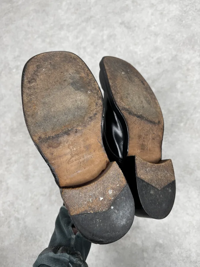 2000s Dolce & Gabbana Black Leather Ranger Boots - Image 4