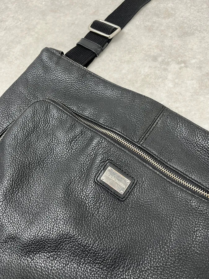 2000s Dolce & Gabbana Black Leather Shoulder Bag - Image 3