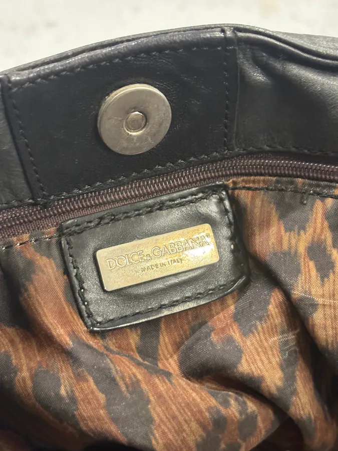 2000s Dolce & Gabbana Black Leather Studded Shoulder Bag - Image 14