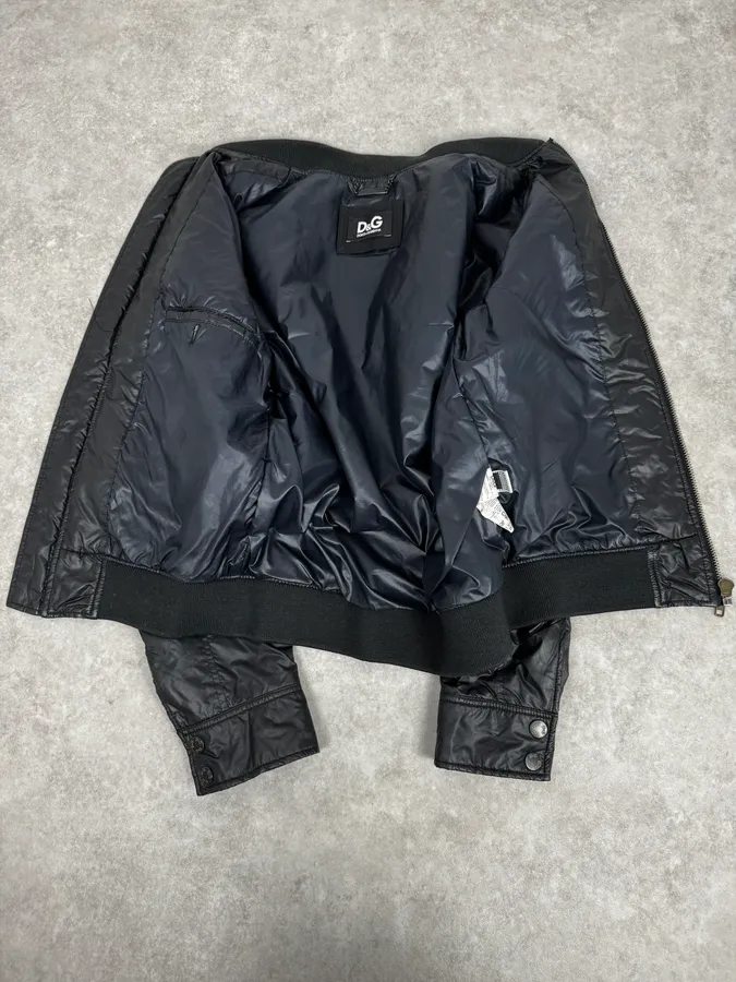 2000s Dolce & Gabbana Black Nylon Bomber Jacket - Image 7