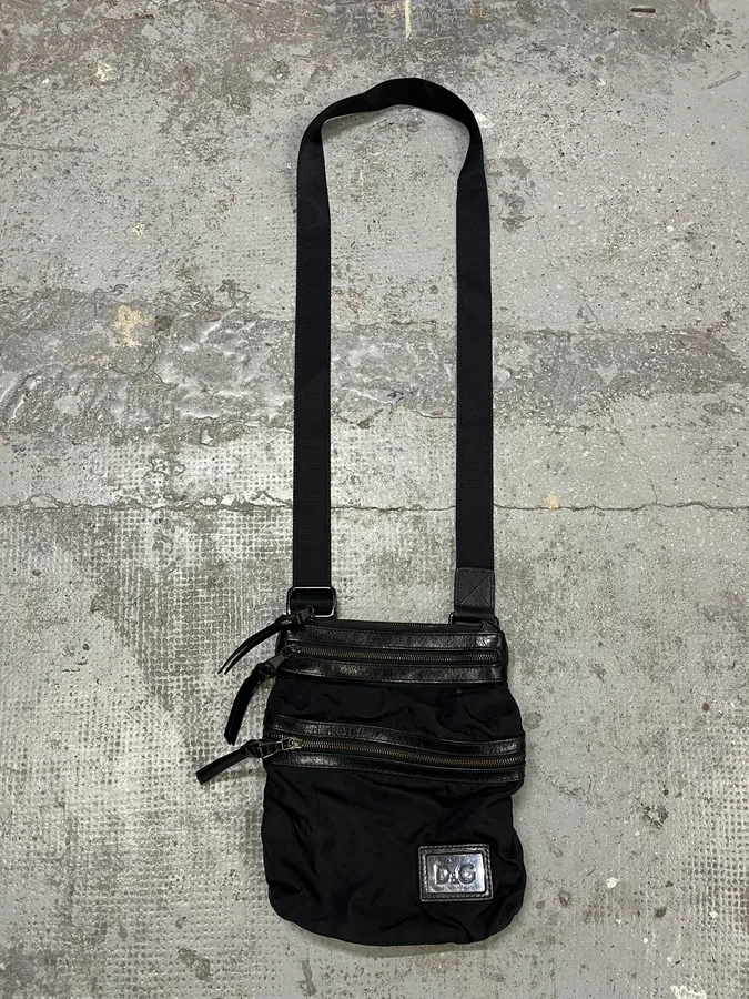 2000s Dolce & Gabbana Black Nylon Cargo Shoulder Bag