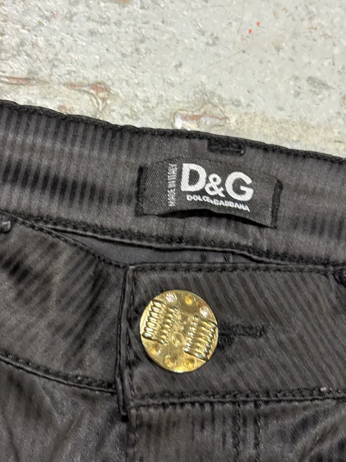 2000s Dolce & Gabbana Black Obscure Shinny Pants - Image 6