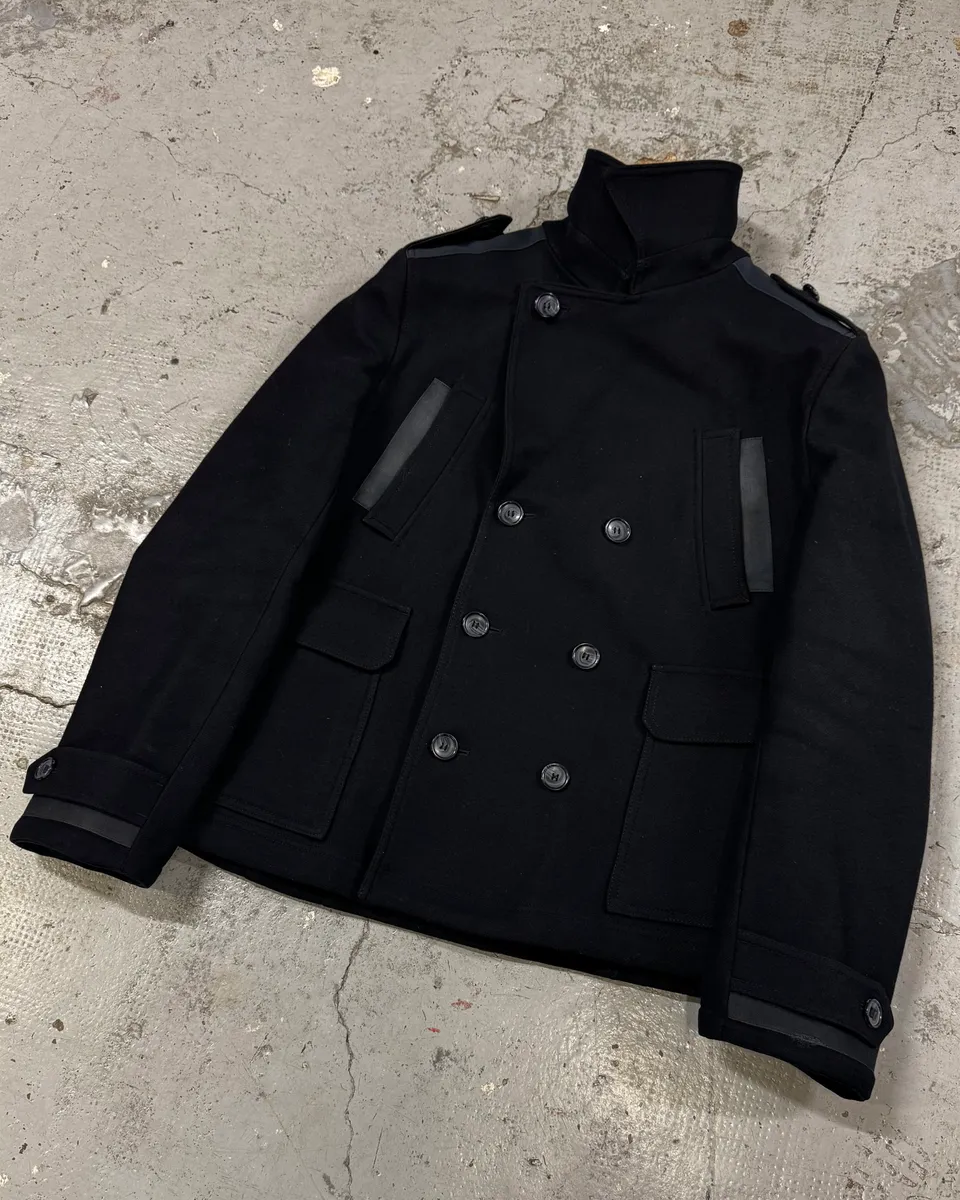 2000s Dolce & Gabbana Black Peacoat Officer Jacket - Image 3