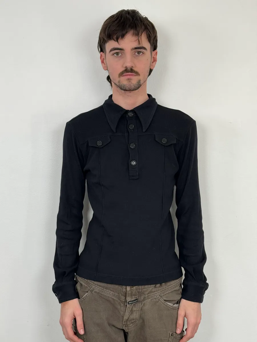 2000s Dolce & Gabbana Black Polo Longsleeves