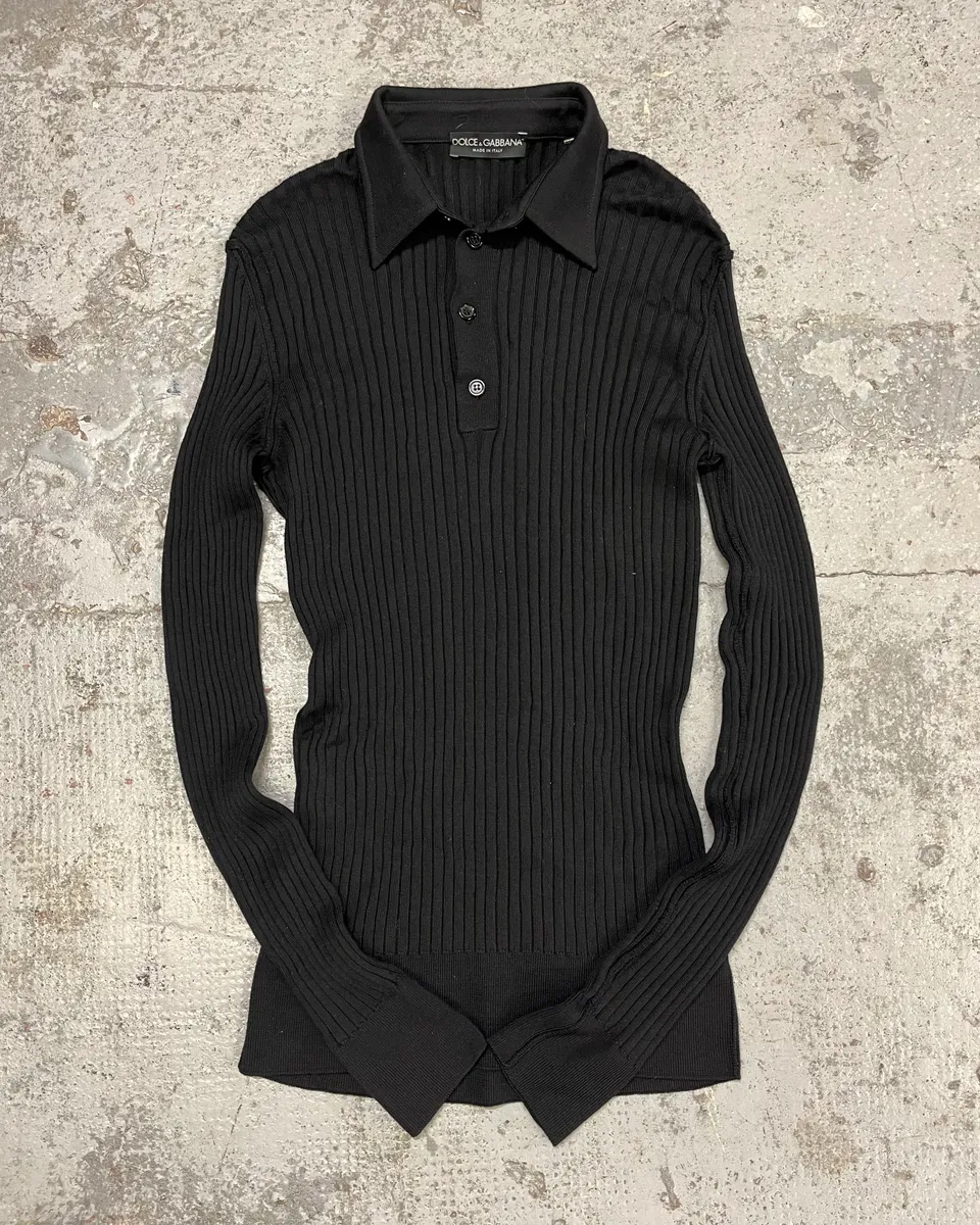 2000s Dolce & Gabbana Black Polo Longsleeves - Image 2