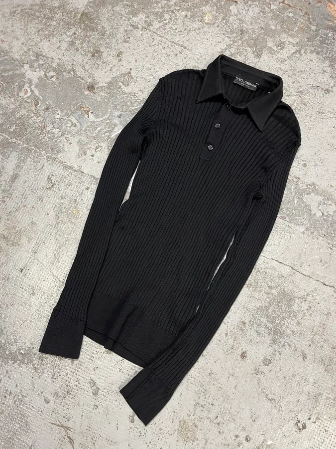 2000s Dolce & Gabbana Black Polo Longsleeves - Image 4