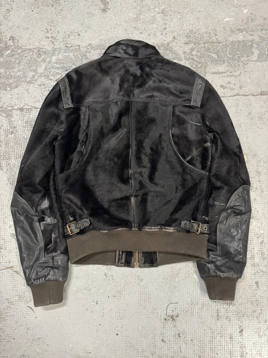 2000s Dolce & Gabbana Black Pony Hair Leather Jacket - Image 2