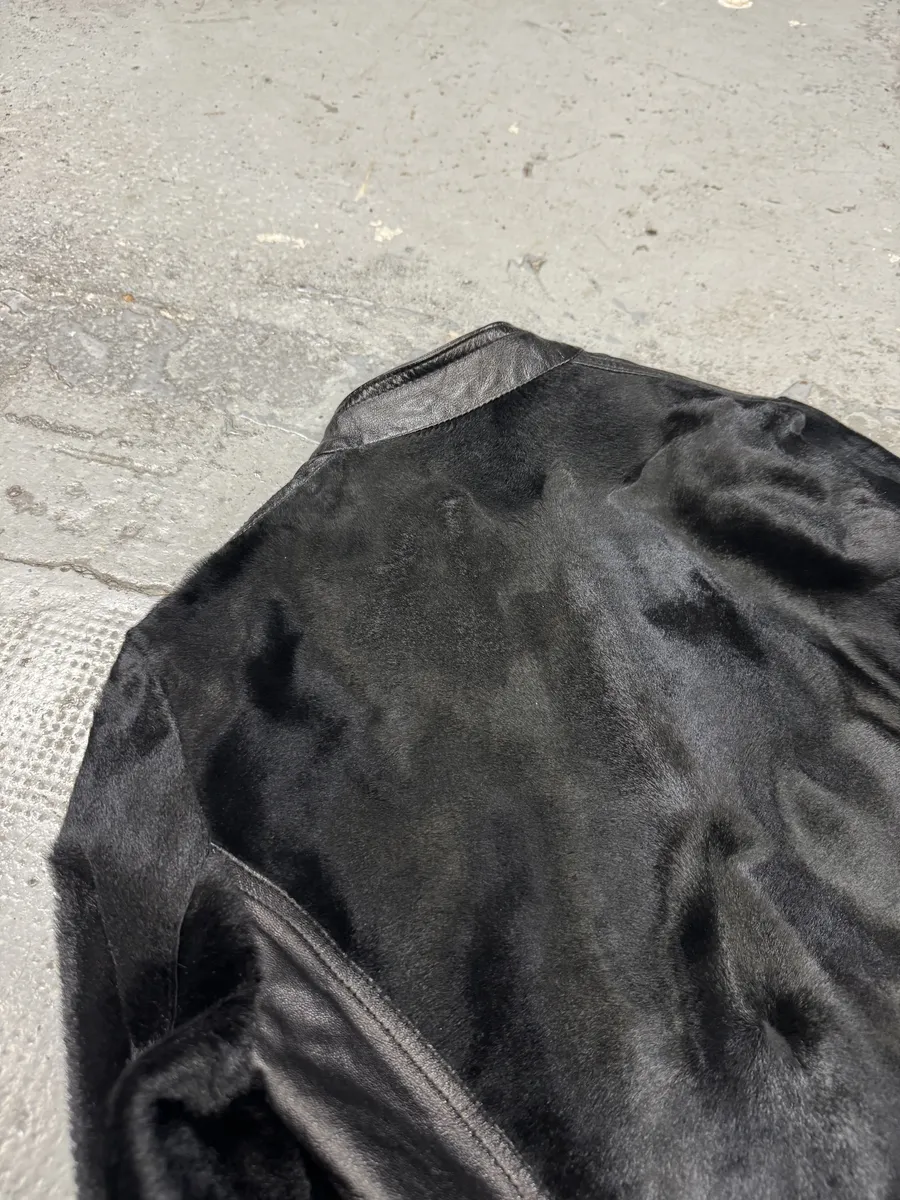 2000s Dolce & Gabbana Black Pony Hair Leather Jacket - Image 4