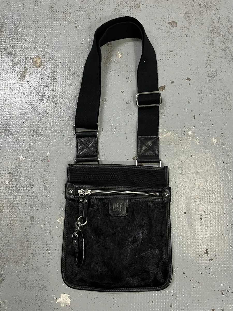 2000s Dolce & Gabbana Black Pony Hair Leather Shoulder Bag