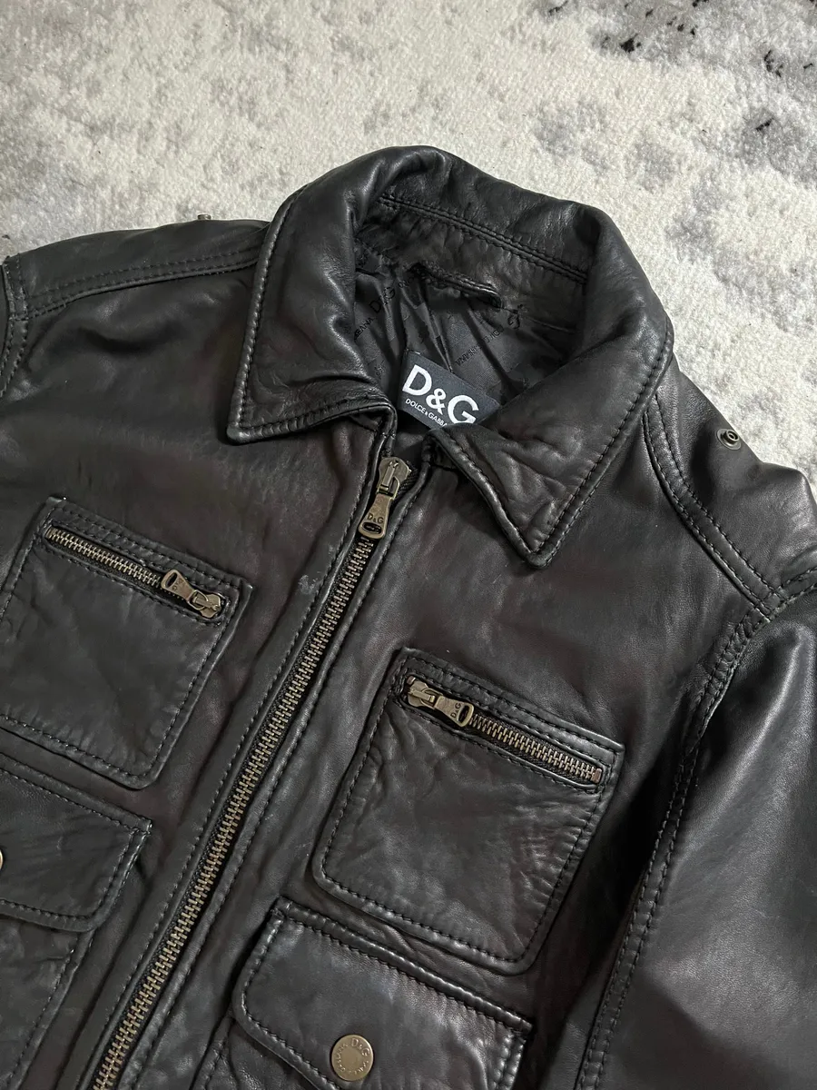 2000s Dolce & Gabbana Black Rebel Utility Leather Jacket - Image 5