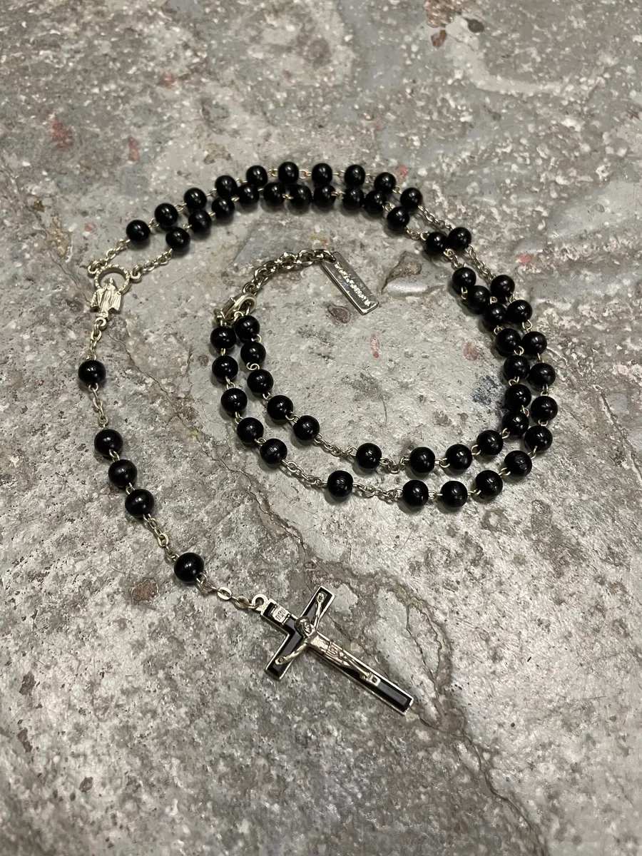 2000s Dolce & Gabbana Black Rosary Necklace