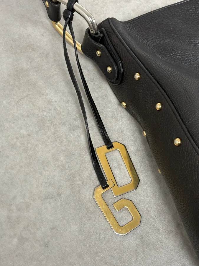2000s Dolce & Gabbana Black Studded Leather Shoulder Bag - Image 10
