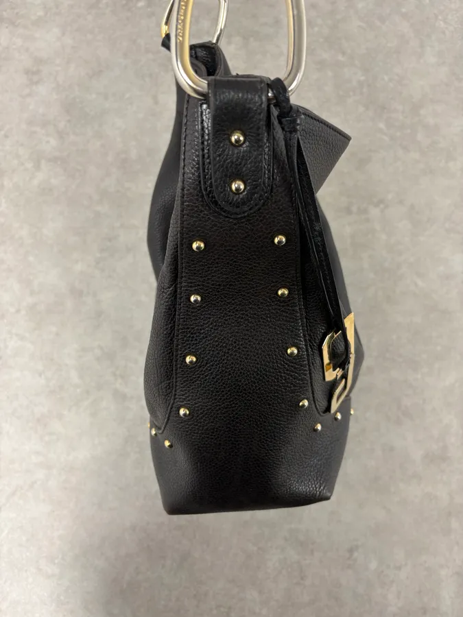 2000s Dolce & Gabbana Black Studded Leather Shoulder Bag - Image 7