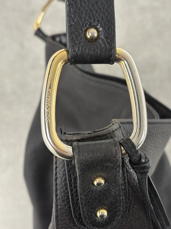 2000s Dolce & Gabbana Black Studded Leather Shoulder Bag - Image 9
