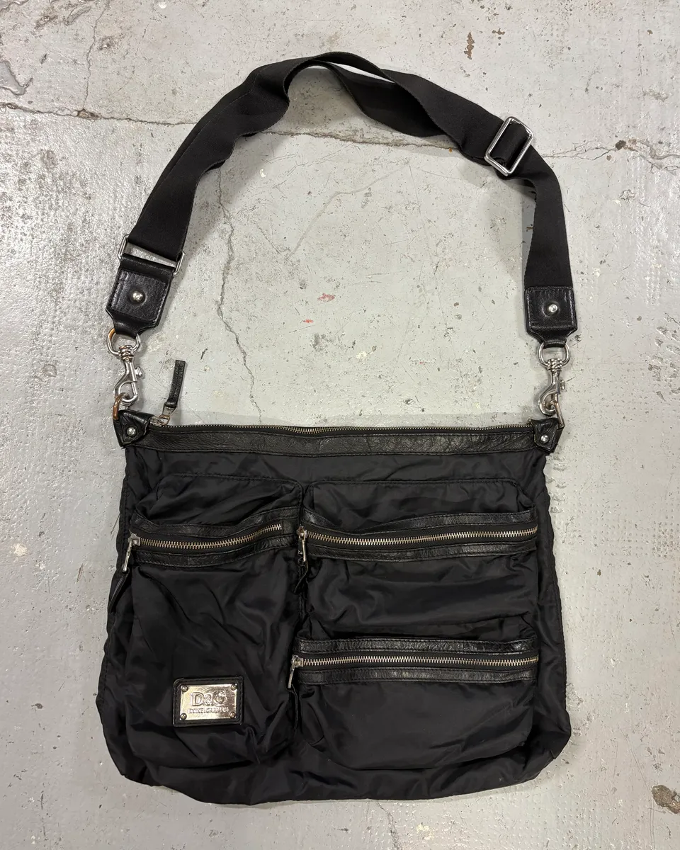 2000s Dolce & Gabbana Black Utility Shoulder Bag