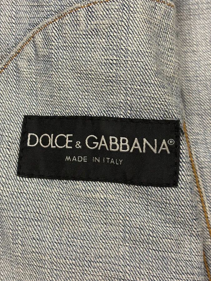 2000s Dolce & Gabbana Black Waxed Effect Denim Jacket - Image 10