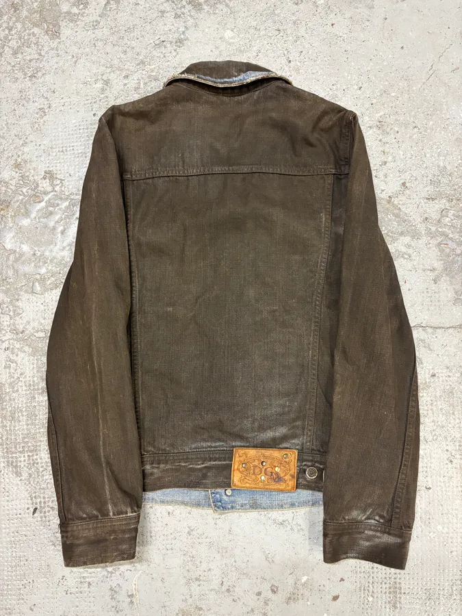 2000s Dolce & Gabbana Black Waxed Effect Denim Jacket - Image 4