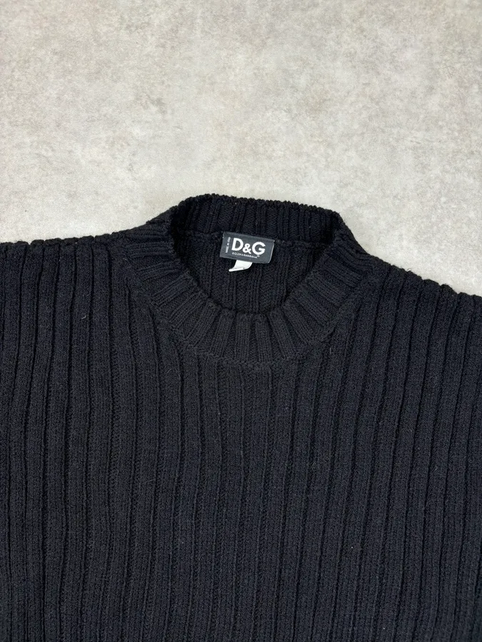 2000s Dolce & Gabbana Black Wool Ribbed Sweater - Image 4