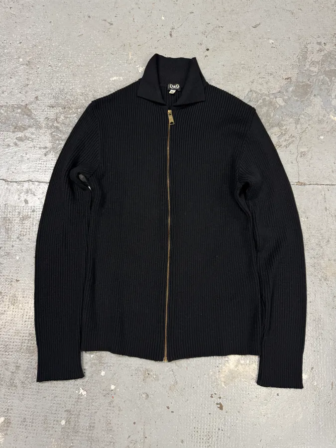 2000s Dolce & Gabbana Black Wool Zip Sweater