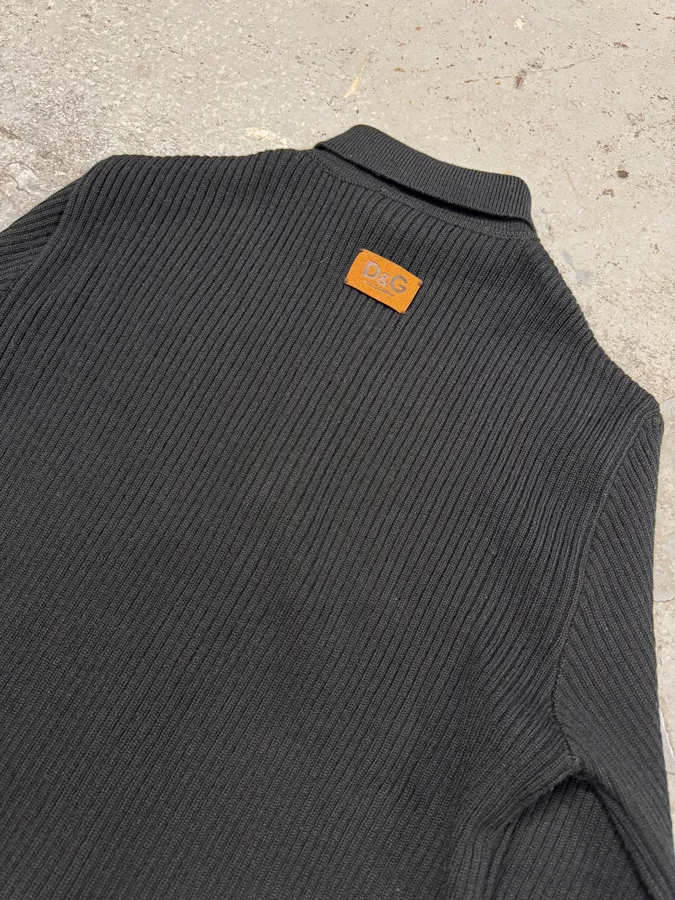 2000s Dolce & Gabbana Black Wool Zip Sweater - Image 11