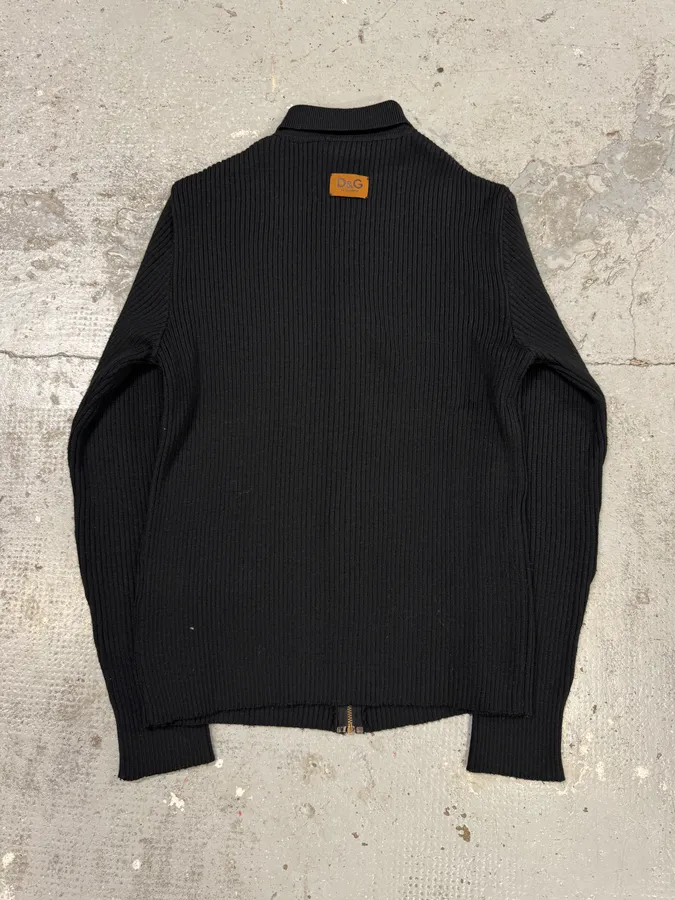 2000s Dolce & Gabbana Black Wool Zip Sweater - Image 4