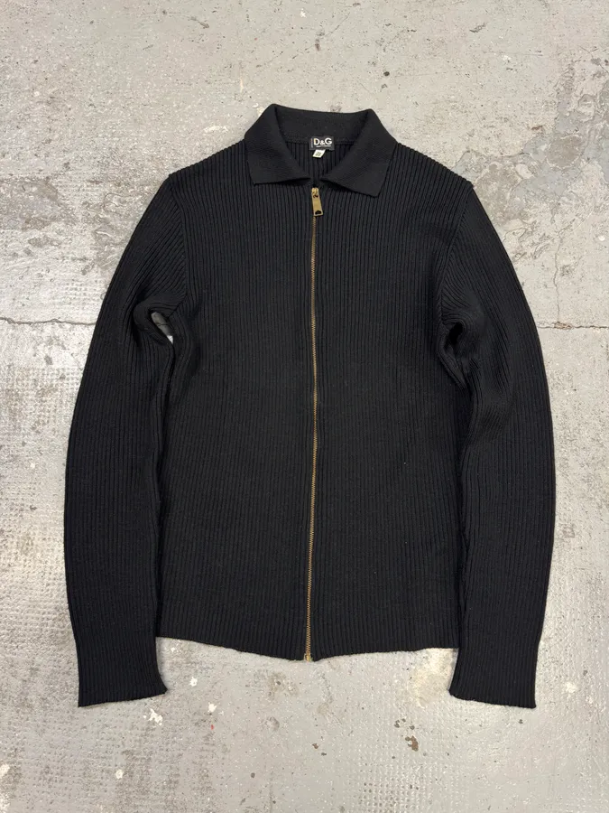 2000s Dolce & Gabbana Black Wool Zip Sweater - Image 5