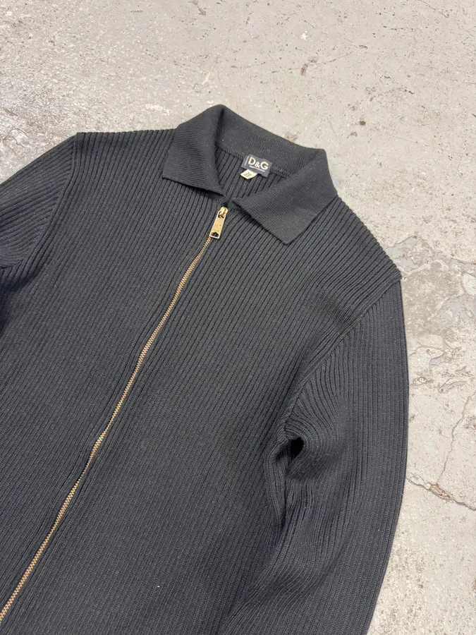 2000s Dolce & Gabbana Black Wool Zip Sweater - Image 6