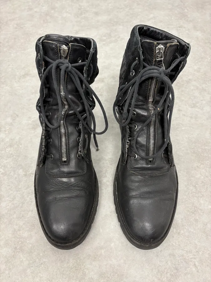 2000s Dolce & Gabbana Black Zip Combat Leather Boots - Image 2