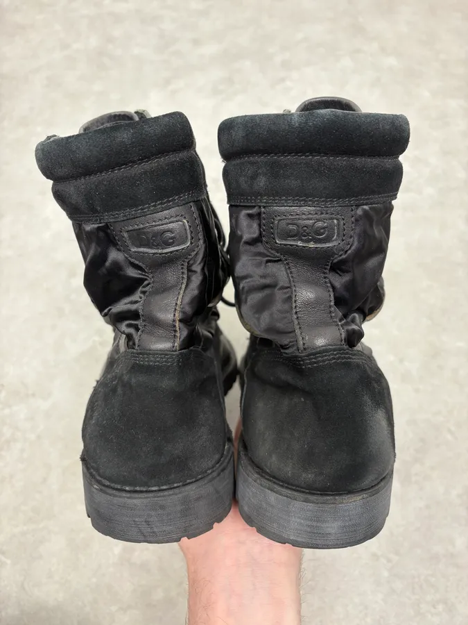 2000s Dolce & Gabbana Black Zip Combat Leather Boots - Image 7