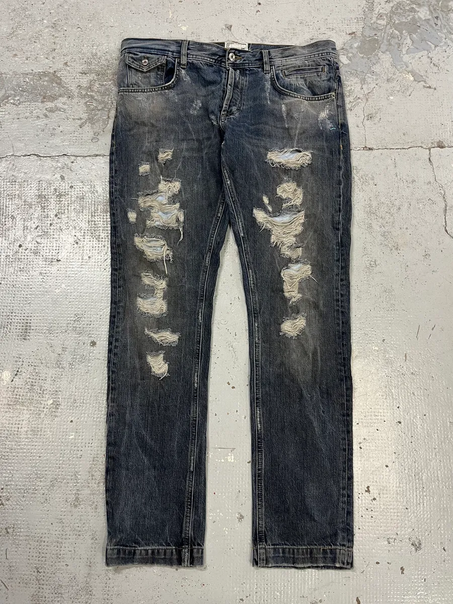 2000s Dolce & Gabbana Blue Denim Distressed Jeans - Image 5